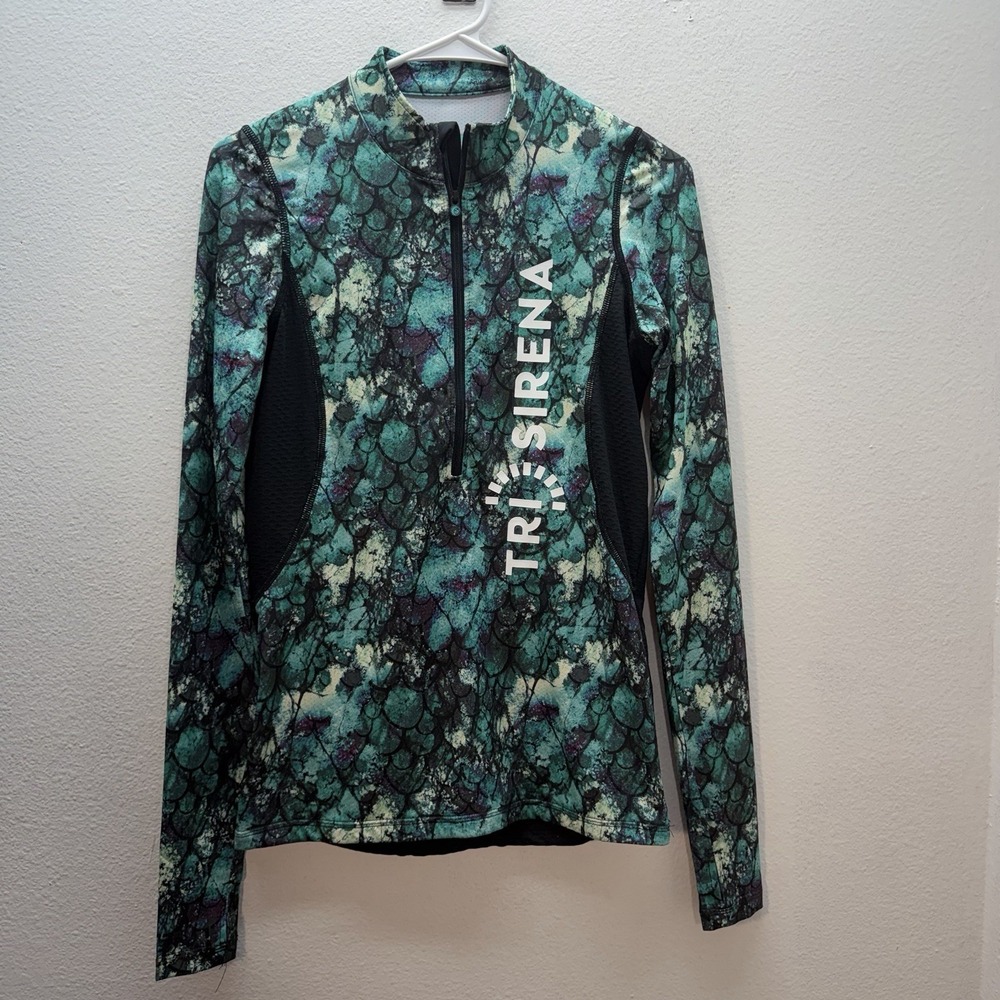 Tri Sirena Cycling Jersey Long Sleeve Womens L Zip Front‎ Pockets Athletic